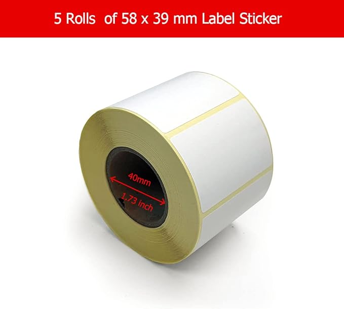 OSCAR Value Your Business Sticker Label Size 58x39 mm for Barcode Label Printer Scale | Direct Thermal & Thermal Transfer | White Color | 800 Labels per Roll | 40 mm Core | Best For Grocery Scales (5)