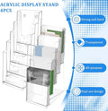 Set of 4 Brochure Holders, 5-Tier Acrylic DIN A4 Brochure Stand, Flyer Stand, Brochure Rack, Brochure Holder Acrylic Stand for Menus, Leaflets, Catalogs, Price Cards (Transparent)