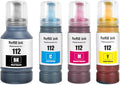 NexNova® Ink Set 112 for EPSON EcoTank 4-Pack Combo Black Cyan Magenta Yellow Compatible with L6550 L6570 L6580 L11160 L15150 L15160 M15140