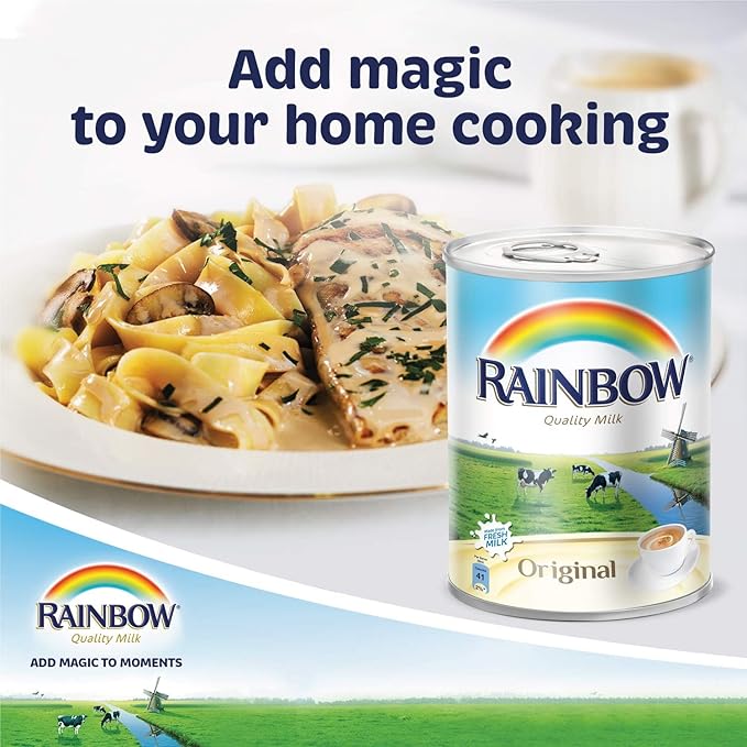 Rainbow Evaporated Milk 410 Grams 48 Pieces (Pack of 1)Rainbow Evaporated Milk 410 Grams 48 Pieces (Pack of 1)