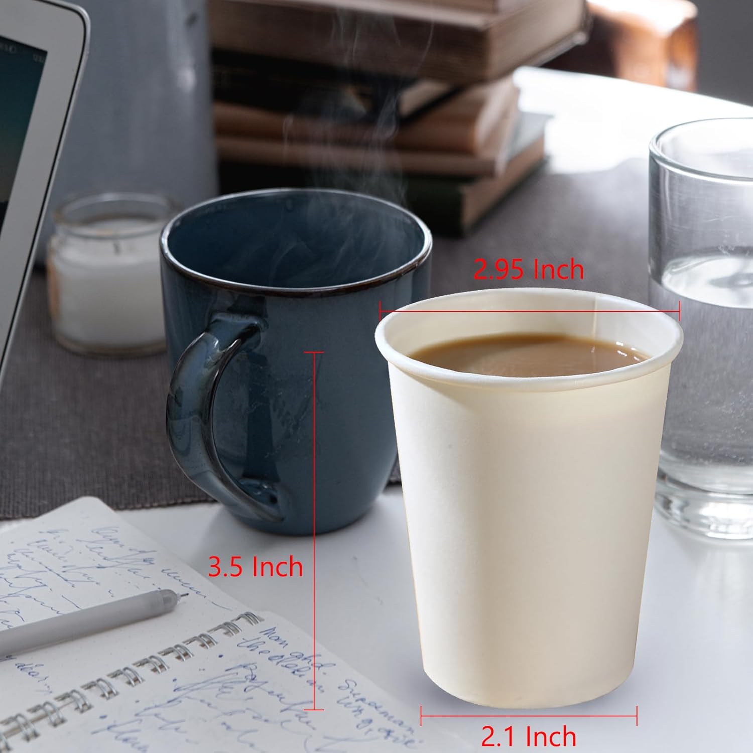 Luxki Paper Cups, 150 Pack 8 Oz White Disposable Coffee and Water Cups