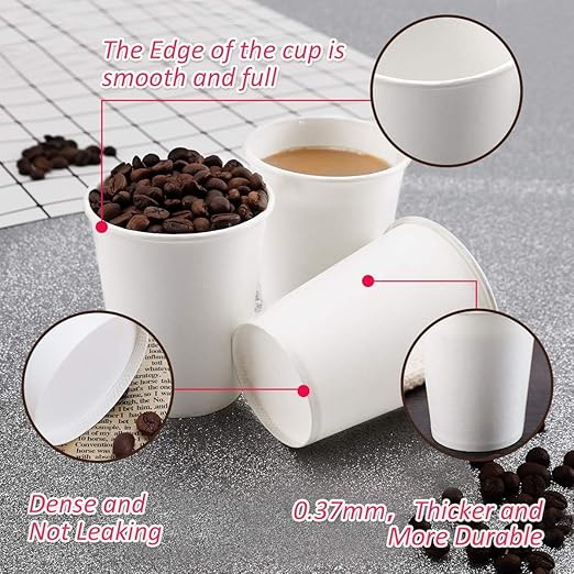 Luxki Paper Cups, 150 Pack 8 Oz White Disposable Coffee and Water Cups