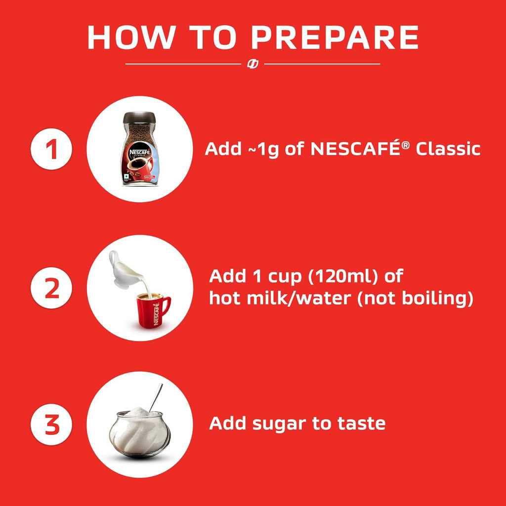NESCAFE Classic Instant Coffee Powder | 100% Pure Coffee | 200g Jars (Pack of 2)