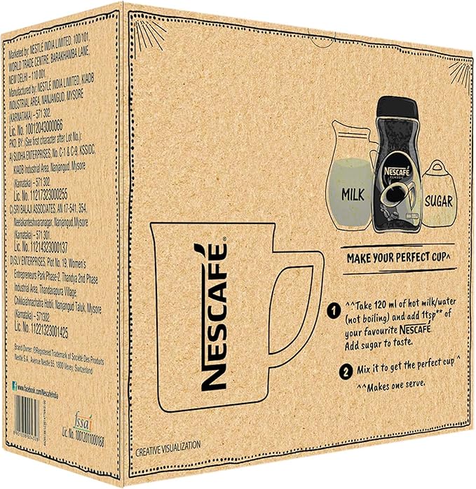 NESCAFE Classic Instant Coffee Powder | 100% Pure Coffee | 200g Jars (Pack of 2)